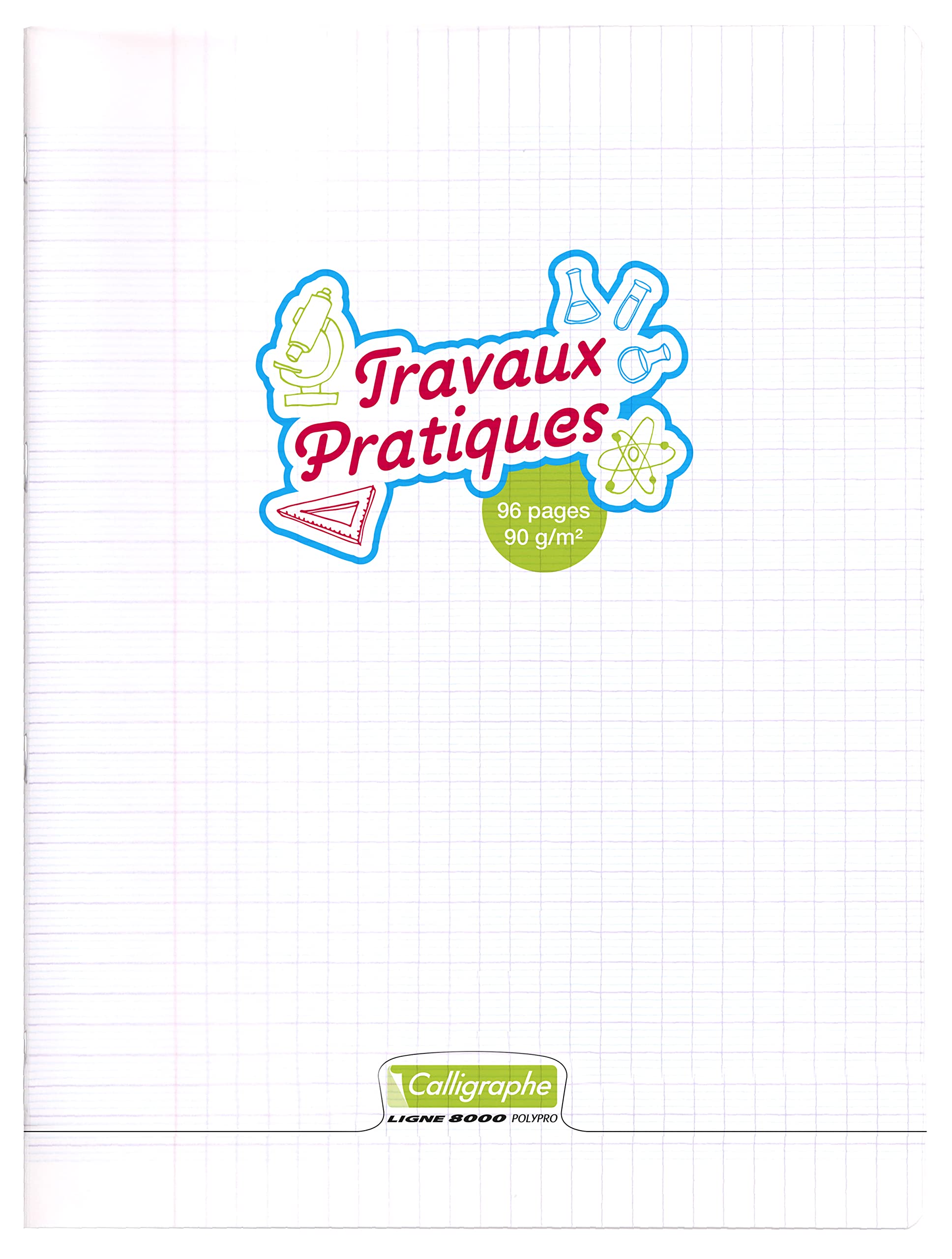 Calligrapher 18189C Practical Work Notebook Stapled Colourless (Clairefontaine) - 24x32 cm - 96 Seyes and Plain Pages - White Paper 90 g - Cover Transparent