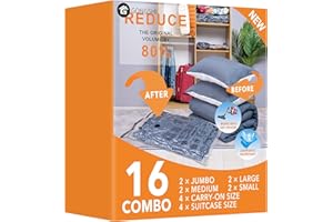GONGSHI 16 Pack Travel Vacuum Bags For Luggage,Carry-on Size Vacuum Seal Bags for Luggage and Suitcase Compression, Space Saver for Clothes and Clothing Organization