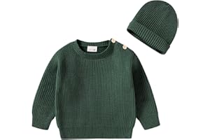 YOUNGER TREE Toddler Baby Boy Girl Sweater Warm Crewneck Pullover Knit Long Sleeve Tops with Hat Fall Winter Clothes