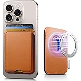 SOUNDBYTE Stronger Magnetic Wallet for iPhone 17/16/15/14/13/12 Series & for MagSafe Cases | N52 Magnet RFID Blocking Leather Magnetic Card Holder with Powerful Magnets | Holds 3 Cards | Orange