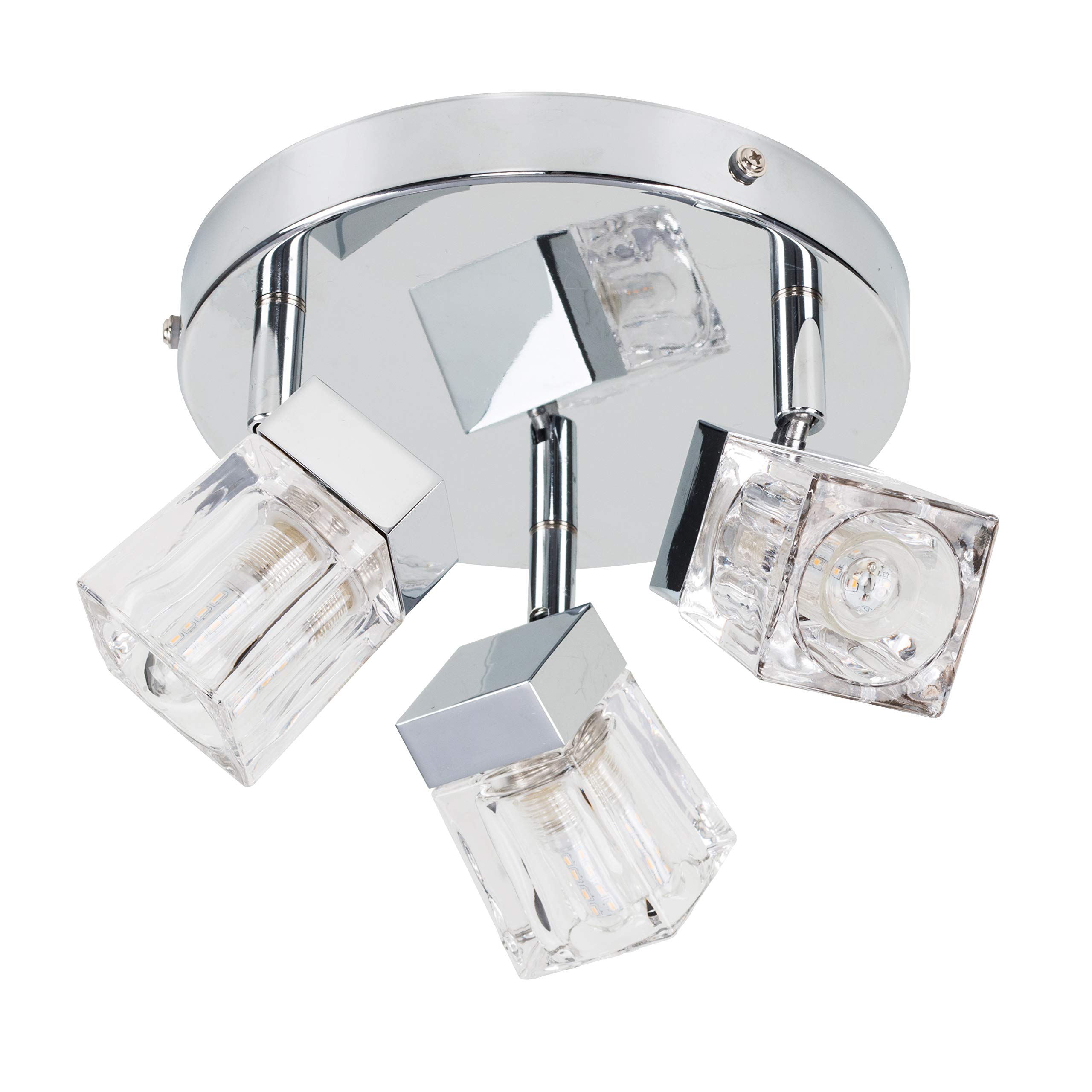 Modern Chrome Ice Cube 3 Way IP44 Rated Bathroom Ceiling Light