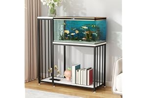 WOULHOMY 29 Gallon Metal Aquarium Stand with Shelves for Fish Tank Accessories Storage, Reptile Tank Turtle Terrariums Stand for Home Office (Black)