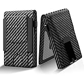 GIGIGO Wallet for Men, Mens Minimalist Wallet 9-12 Cards, Slim Compact Wallet with Money Clip & ID Window, RFID Blocking Smart Pop Up Card Wallet, Great Gifts（Carbon Fiber Black）