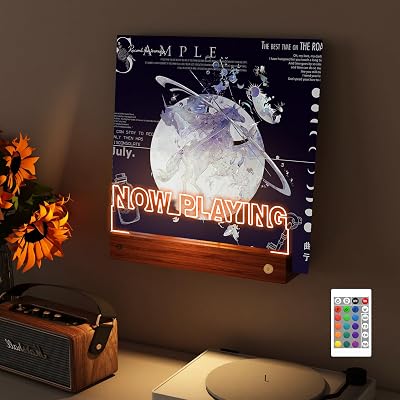 YuanDian Now Playing Vinyl Display Stand with 16 Colors LED Lights