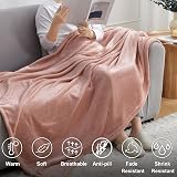 EHEYCIGA Fleece Blanket Dusty Pink 150x200cm Double Size Throw view 5