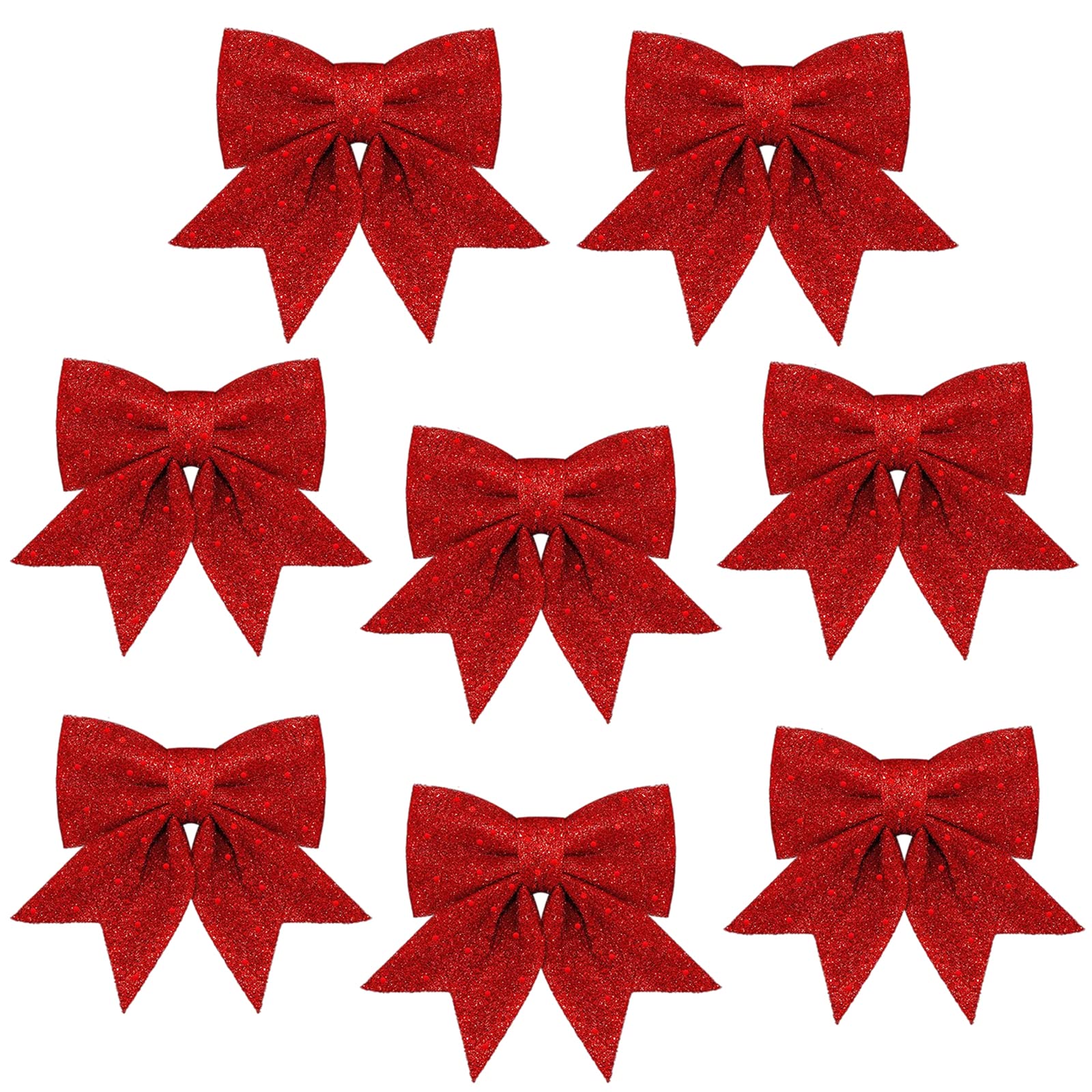 8 Pack Red Bows for Christmas Tree,5.5 Inch Glitter Red Wreaths Bows Christmas Bows for Tree Decorations,Xmas Tree Bows,Sequin Bows Ties Ornaments for Christmas Tree,Wreaths,Garland Decorations