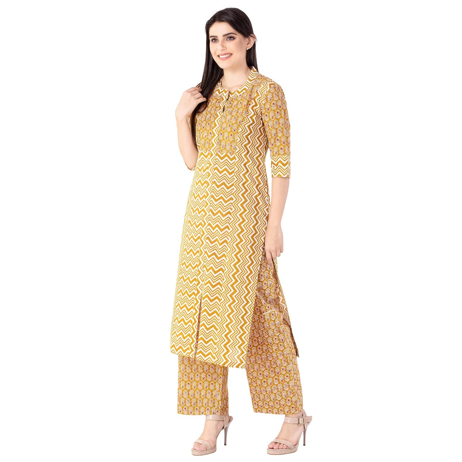 khushal k women's cotton kurta with palazzo set