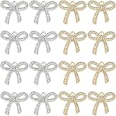 Framendino, Metal Bow Dangle Pendants Cute Crystal Bowknot Charms with Loop for DIY Jewelry Making