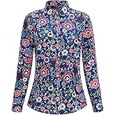 QWQUOO Womens Tops Casual Long Sleeve Button Up Hawaiian Shirts Elegant Work Blouses