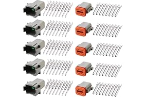 GUIRUIMOON Deutsch DT 8 Pin Connector Kit, Waterproof Male Female Plug Socket Quick Disconnect,Stamped Contacts Gauge 14-20 AWG Wire for Cars, Motorcycles.（8P 5 sets）