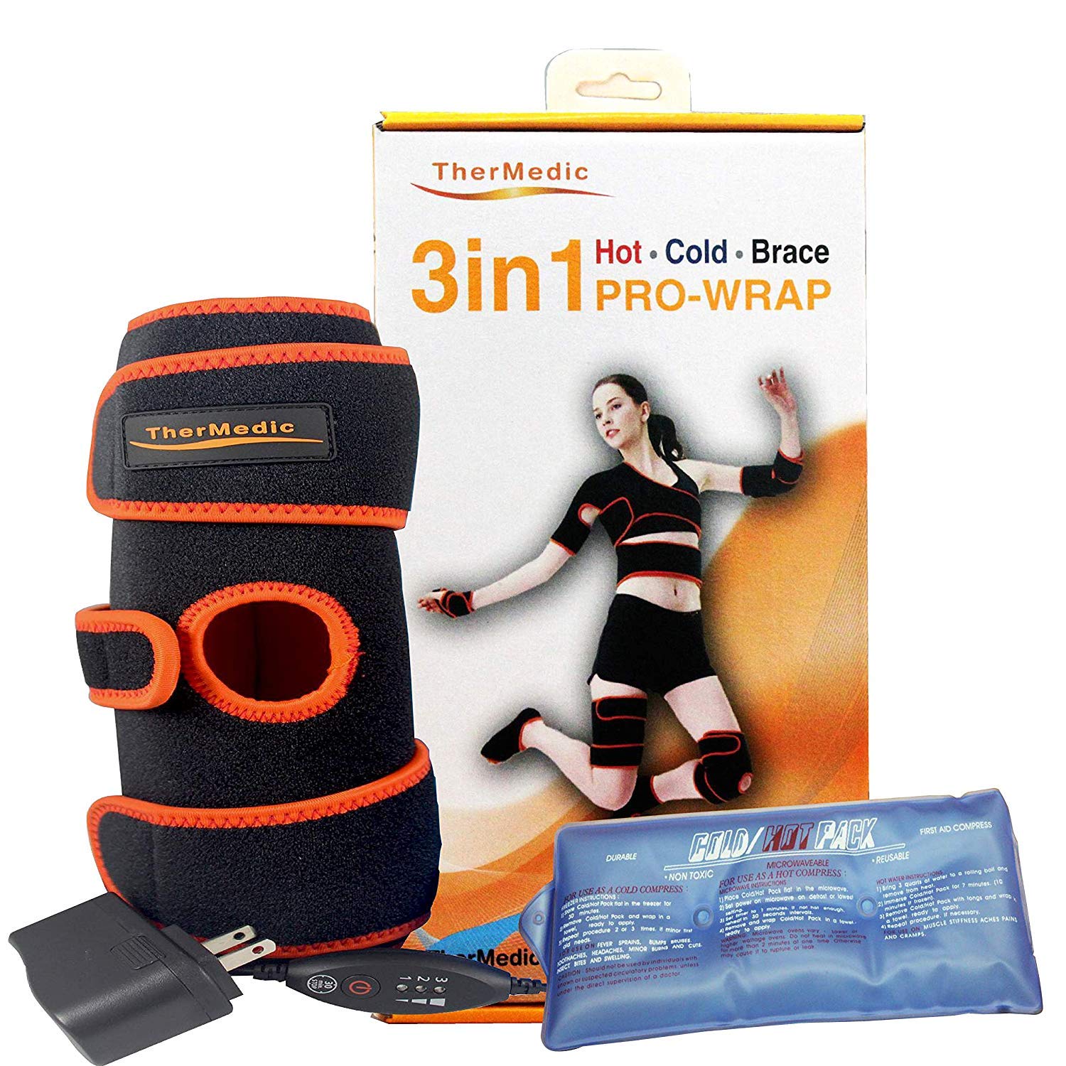 TherMedic PW160 KNEE Pro Wrap 3in1 Adjustable Hot & Cold Brace with