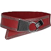 BlackButterfly Wide Elastic Stretch Retro Metal Interlock Buckle Belt