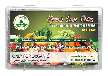 OFO ONLY FOR ORGANIC 51 Variety Vegetable Seeds Collection with Growing Instructions -2265 Plus Seeds