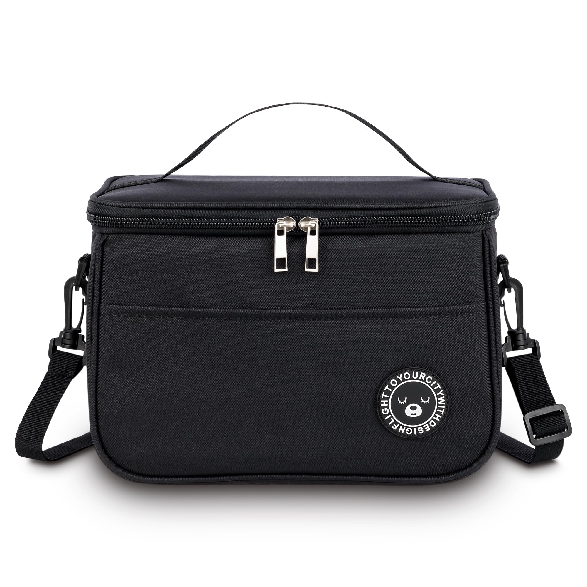 BEHONA 9L Insulated Lunch Bag for Adults, Foldable Cooler Bag with Oxford Fabric & Aluminum Foil Lining, Office Gym Commute Lunch Tote (Black)