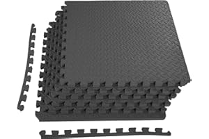 BalanceFrom Puzzle Exercise Mat with EVA Foam Interlocking Tiles for MMA, Exercise, Gymnastics and Home Gym Protective Flooring, 3/4" Thick, 24 Square Feet, Black