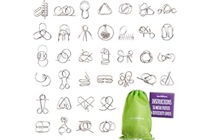 THE TWIDDLERS 36 Metal Brain Teaser Puzzles for Kids & Adults (4 Levels) - Disentanglement Mind Teaser Puzzles with Pouch - Party Favor, Educational Gift