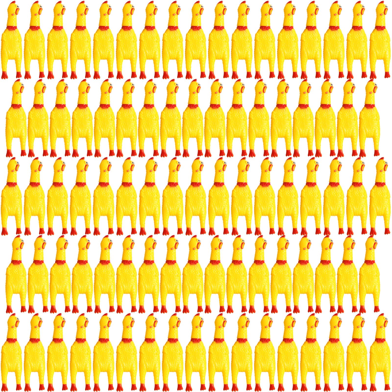 Photo 1 of Libima 150 Pcs 6.3 Inch Screaming Rubber Chicken Toy Bulk, Mini Squeeze Rubber Chicken Small Squeak Toys, Prank Novelty Noise Toy for Pet Chew Party Gifts Reduce Separation Anxiety(Yellow)