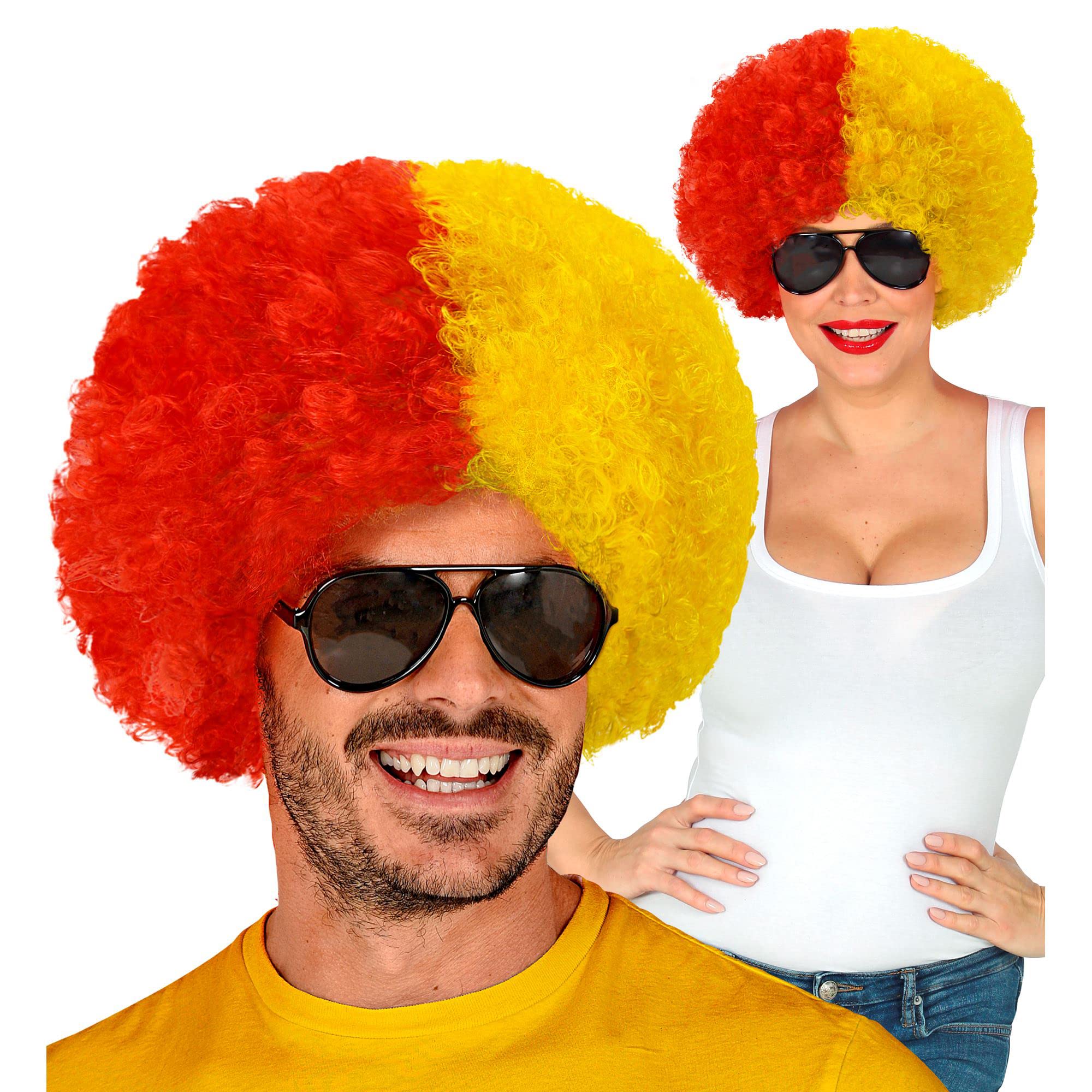 Two Tone Curly - Red/Yellow Wig for Hair Accessory Fancy Dress