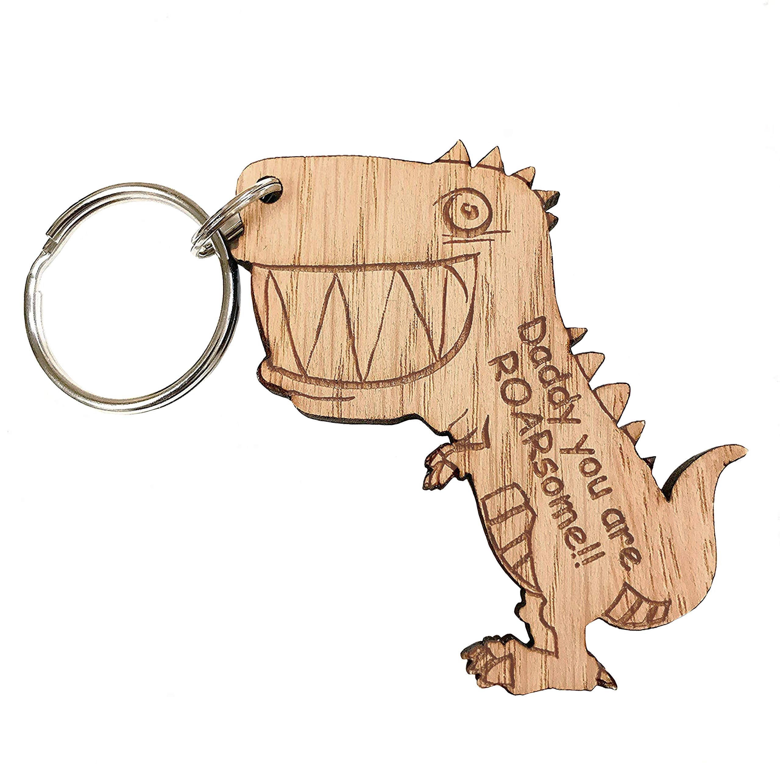 Manta Makes Daddy Keyring - Fathers Keychain - Daddy you are ROARsome wooden engraved key ring - Father's Day Keyring for him Dad Christmas Birthdays Gift from children or child girl boy
