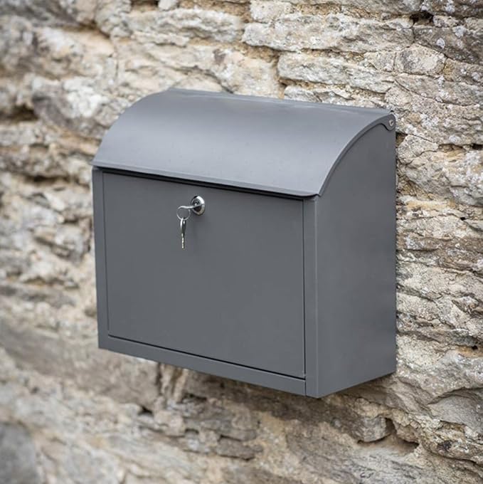 CKB LTD® Post Box Wall Mounted Lockable Secure Mail Storage in Charcoal