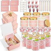Teenyyou 60 Pcs Bridesmaid Proposal Gifts Bridesmaid Box Set, Maid of Honor Gifts Include Box Glass Cup Candle Cards Hair Ties Knotted Bracelets Hand Cream Diamond Pens(Pink)