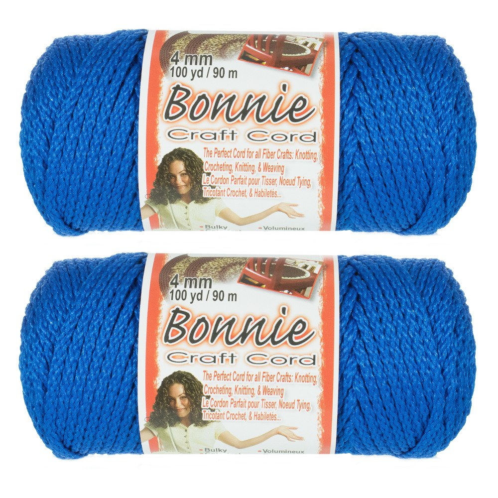 Pepperell Bonnie Braid Macrame Cord | 6mm x 100yd | Royal Blue (Value 2-Pack) | Twisted Polypropylene Cord for DIY Crafts, Plant Hangers, Wall Hangings, Crochet & Macramé | Long-Lasting, Vibrant Color