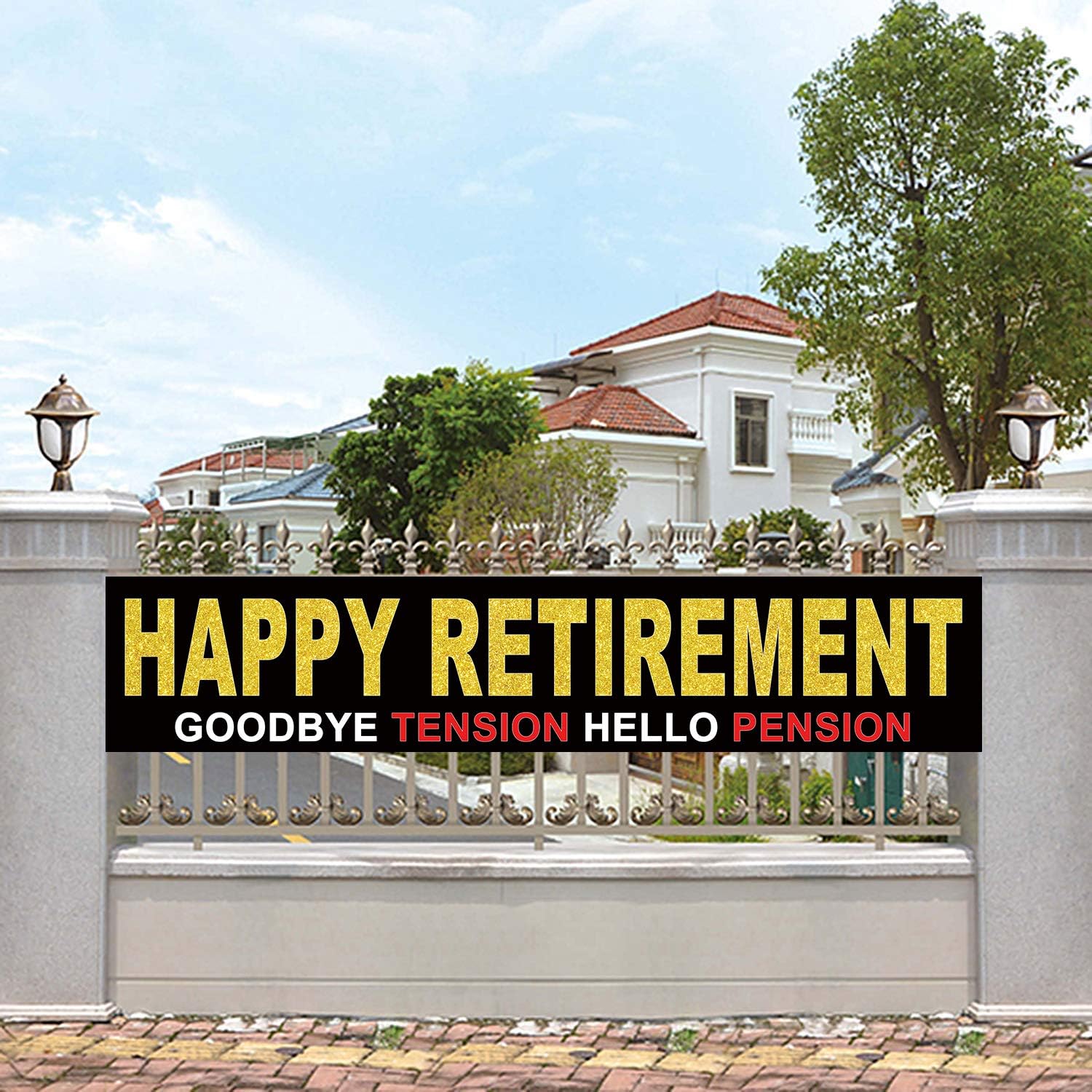 Large Happy Retirement Banner, Goodbye Tension Hello