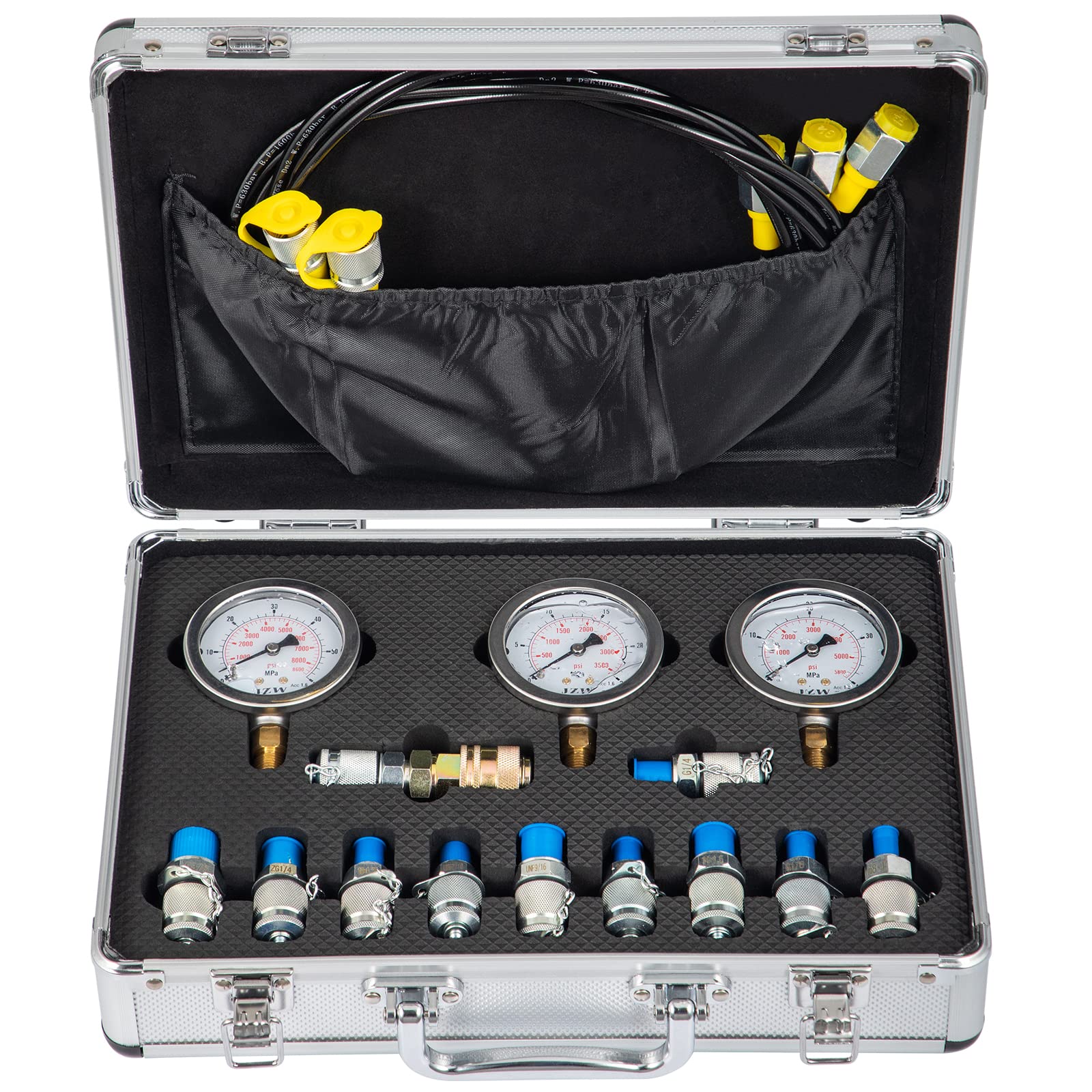 Hydraulic Pressure Test Kit, Portable 25 40 60MPa Hydraulic Test Gauge