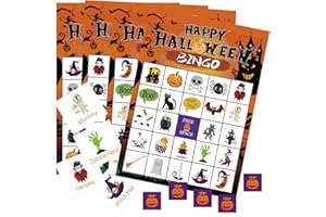 CRYSFIY Halloween Bingo Game,24 Players Halloween Bingo Cards,Halloween Party Game for Classroom Activities, School Carnivals, Office Events, Family Nights, and Holiday Entertainment,Halloween Party Supplies