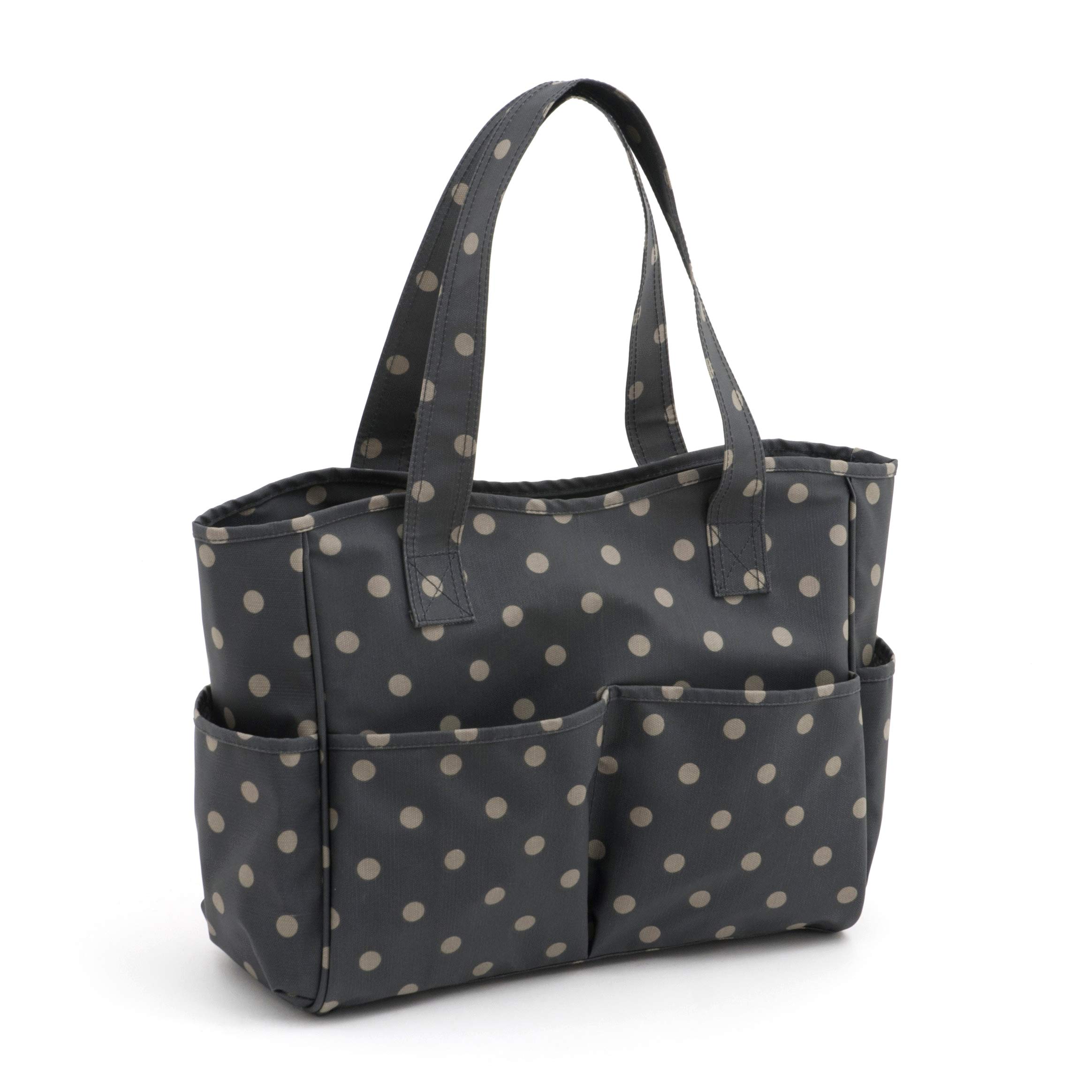 Hobby Gift Exclusive Craft Bag, Shoulder Bag, Knitting Bag, Yarn Storage, School bag, 13 x 34.5 x 29cm, Charcoal Polka Dot