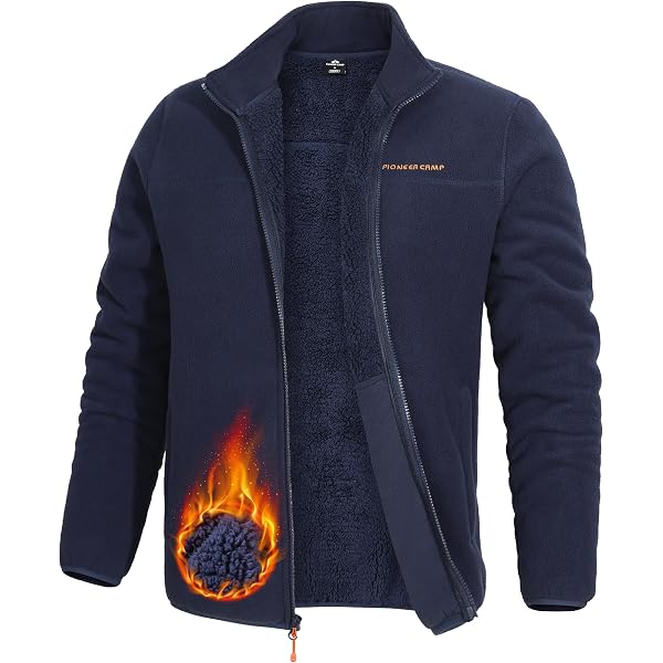 32 Degrees Men's Sherpa Lined Fleece Jacket (Marine Navy, Medium
