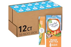 Crystal Light Peach Iced Tea Artificially Flavored Powdered Drink Mix, 120 ct Pack, 12 Boxes of 10 On-the-Go-Packets
