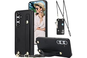 Ephoou Crossbody Wrist Strap Wallet Case for Samsung Galaxy S24 Plus (Not S24) with Cash Change Slot for Women girl, Removable Adjustable Shoulder Lanyard Cover for Galaxy S24+ Plus XK-Black