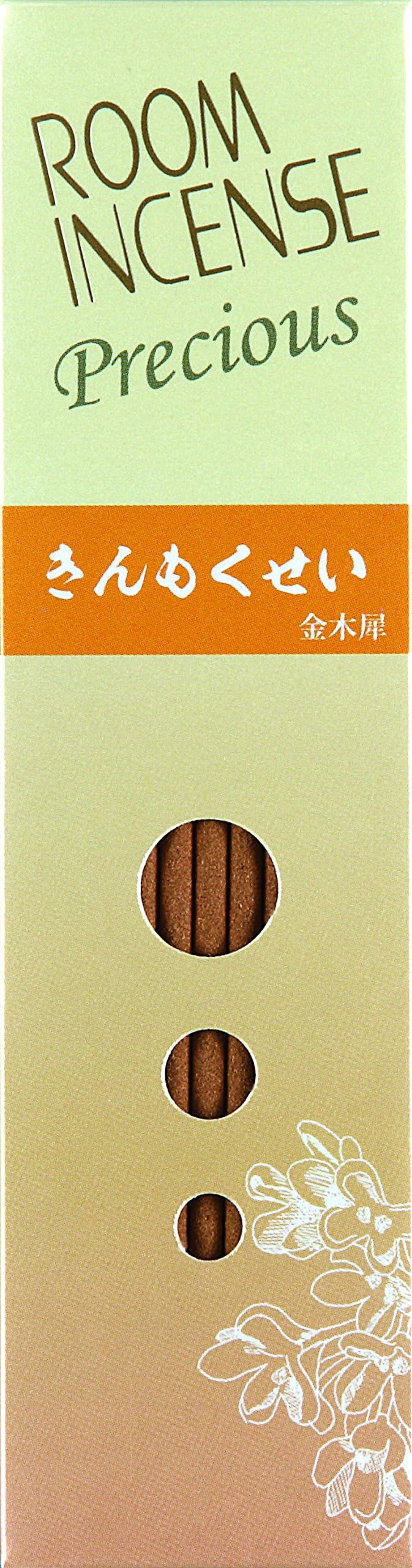 Gyokushodo Japanese Sandalwood Incense Sticks Room Incense Precious Kinmokusei (Sweet Olive) - 2.4 inches 80 sticks - Made in Japan