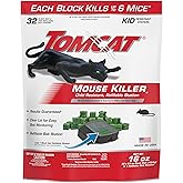 Tomcat Mouse Killer(e), Child Resistant, Refillable Station, 32 Bait Blocks | Tamper-Resistant Indoor Bait Station with Clear Monitoring Lid, 1 Refillable Station and 32 Bait Blocks