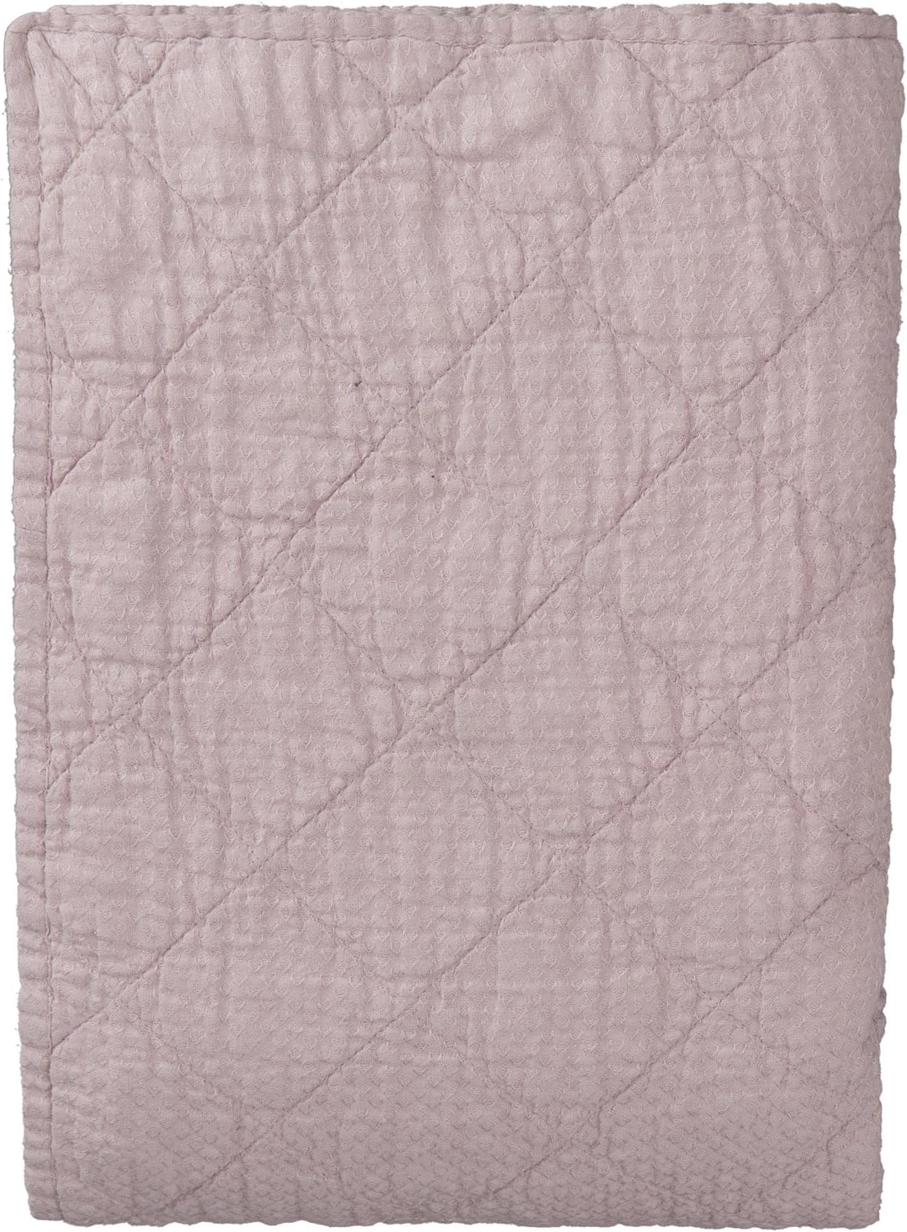 URBANARA Lousa Bedspread/Quilt - 100% Linen with cotton reverse - powder pink, double 240x265 cm - double bed cover, throw, bedding