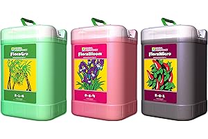 General Hydroponics Flora Series: FloraMicro, FloraBloom, FloraGro - 3-Part Hydroponic Nutrient System, 6 gal.