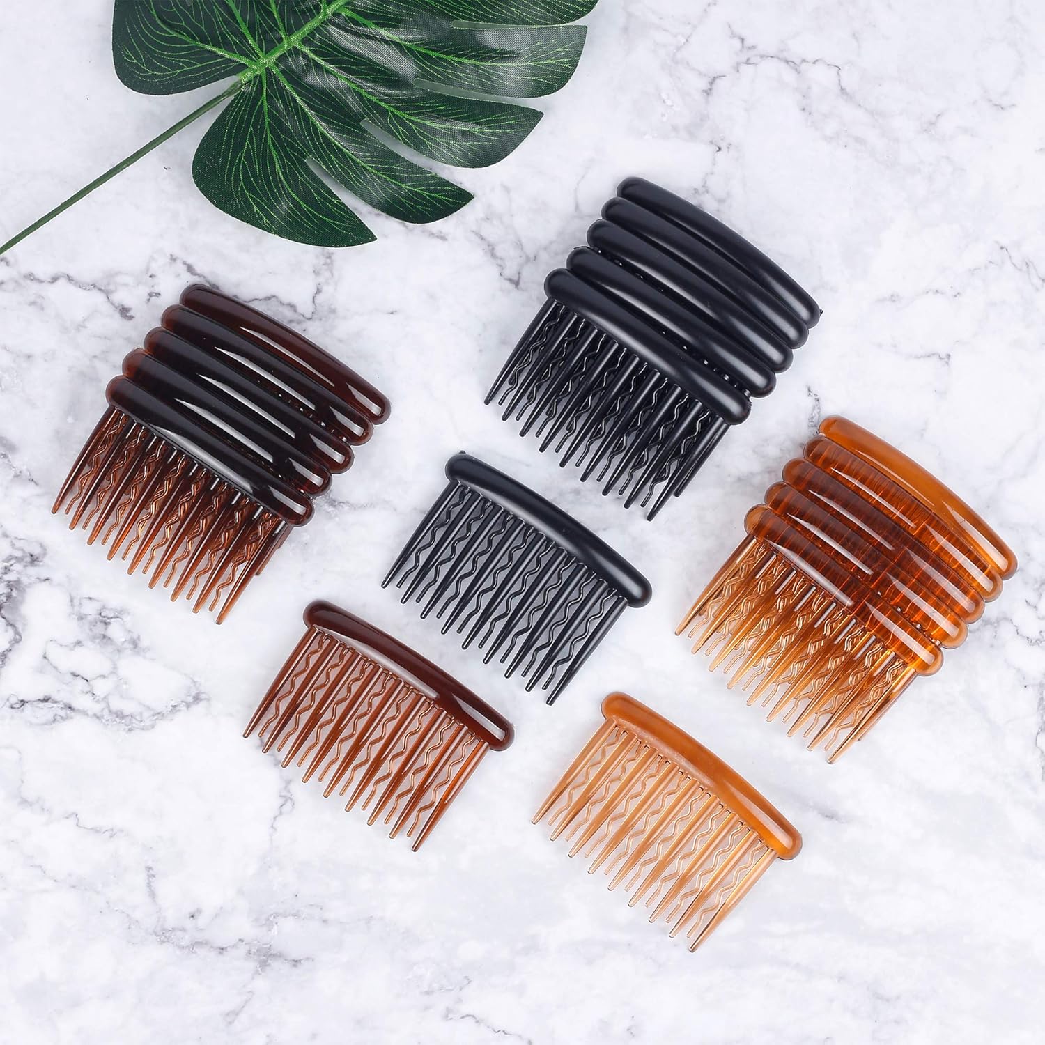 WBCBEC 18 Pieces Plastic Teeth Hair Combs Tortoise Side Comb Hair Accessories for Fine Hair : Beauty