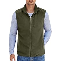COOFANDY Men's Lightweight Fleece Vest - Sleeveless Zip-Up, 5 Pockets, Casual Outerwear