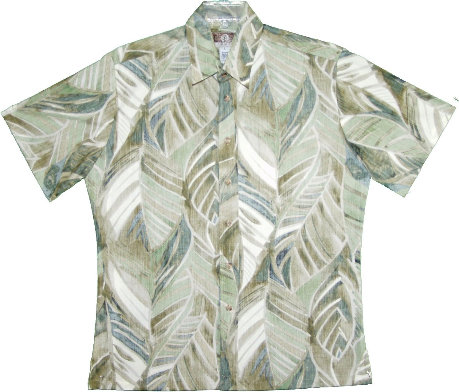 RJC Mens Abstract Tropical Watercolor Leaf Peached Cotton Blend Reverse Shirt