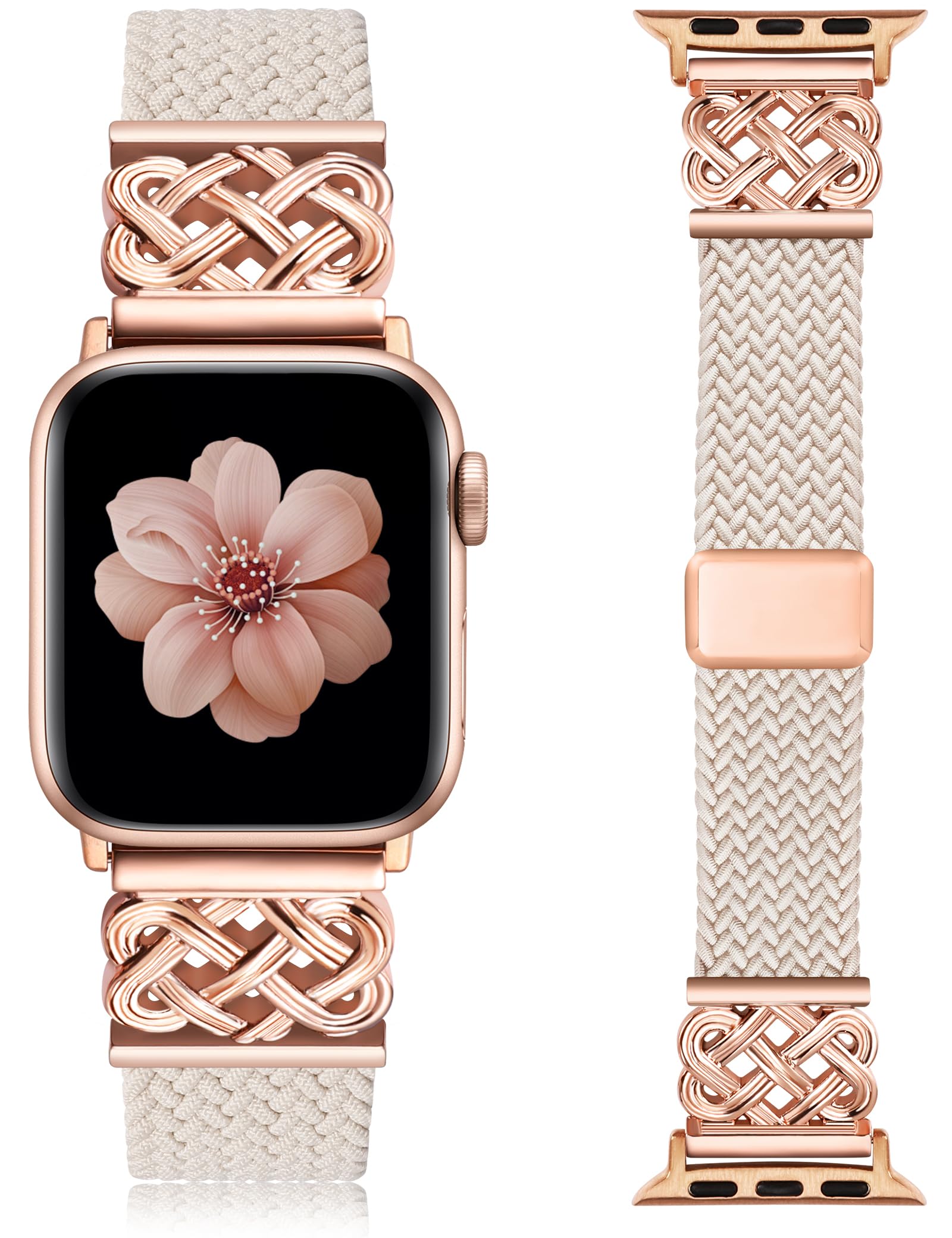 Photo 1 of ****Different from picture** TOYOUTHS Braided Magnetic Band Compatible with Apple Watch Bands 42/41/40/38mm Women Men, Dressy Celtic Metal Fancy Stretchy Elastic Bracelet Strap for iWatch Series 11 10 9 8 7 6 5 4 SE 3 2 1