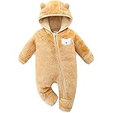 Hikido Baby Fleece Winter Jumpsuit Cute Cartoon Comfy Fluffy Romper for 0-18M