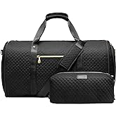 Coolife Garment Bag Carry On Convertible Travel Duffel Bag with Shoe Pouch Weekender Bag for Women Men 2 in 1 Hanging Suit Bag with Shoulder Strap Business Travel Bag (Black, Standard)