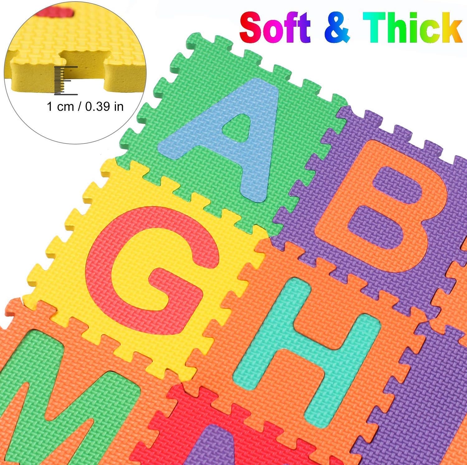 Kangler Kids Foam Puzzle Play Mat (36-Piece Set) Interlocking EVA Floor Tiles with Alphabet and Numbers: Toys & Games