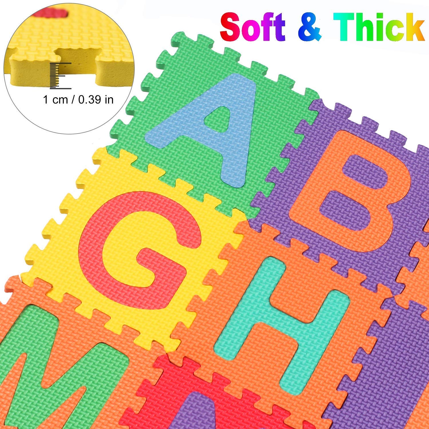 Kangler Kids Foam Puzzle Play Mat 36pcs 5.9inch x 5.9inch Interlocking EVA Floor Tiles with Alphabet and Numbers : Baby