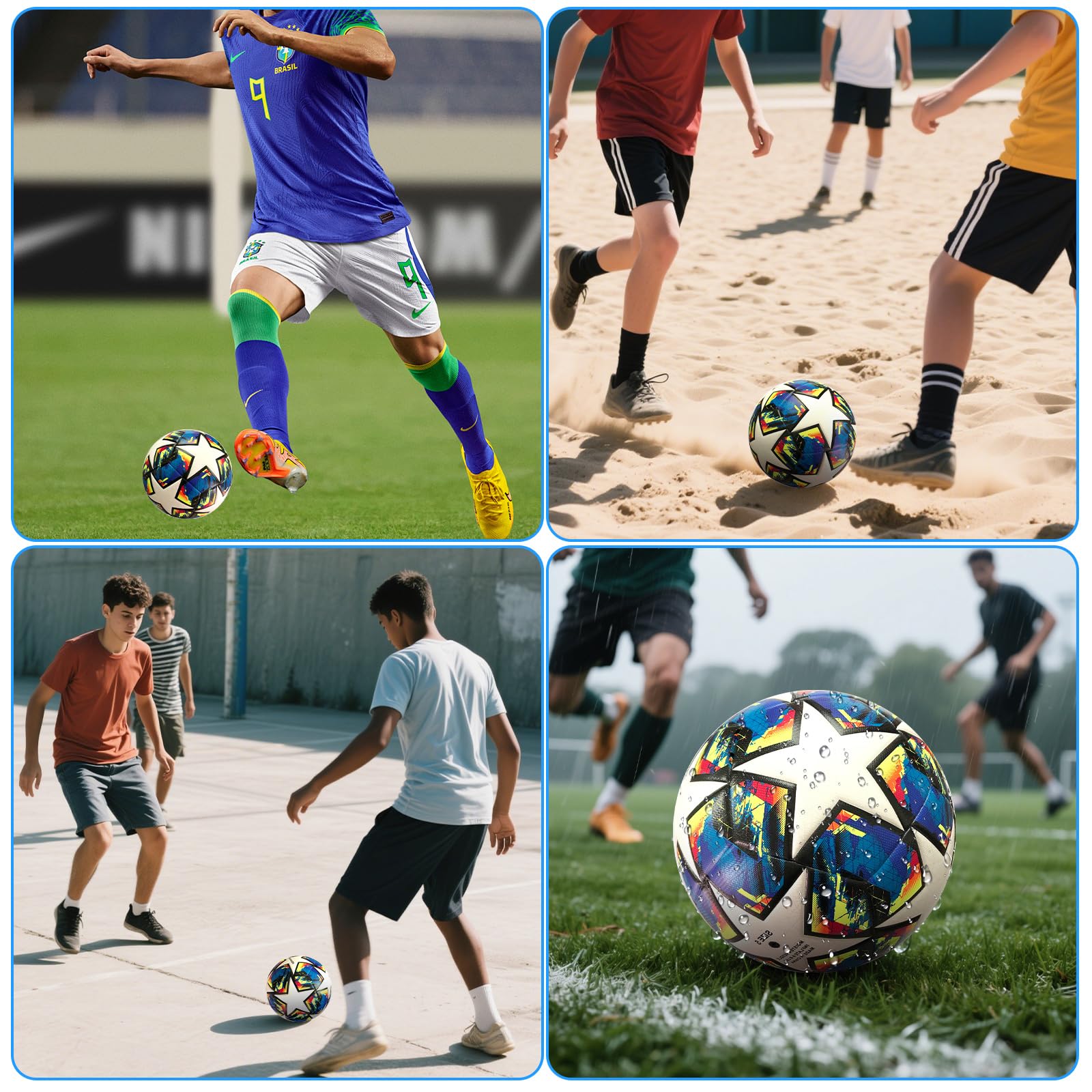 Fxznacbh Fussball Ball Fußball Fans Artikel Fussball-Liebhaber Geburtstag Geschenk Regelmäßige größe 5 Football mit Pumpe,Blau und Weiß 5