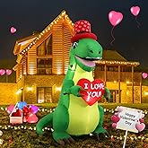 4 Ft Valentines Inflatables Outdoor Decoration, Dinosaur with Love Heart Blow up Yard Decoration for Indoor Garden Lawn Wedding Party Valentine's Gifts