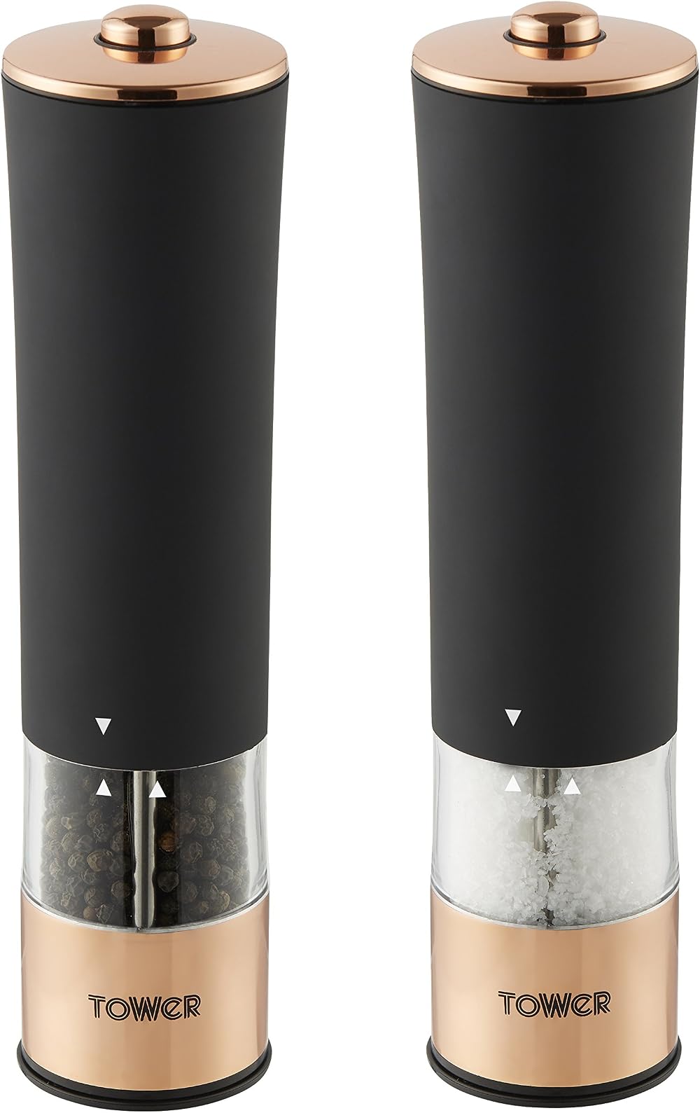 Tower Electric Salt and Pepper Mill Stainless Steel Rose Gold Black