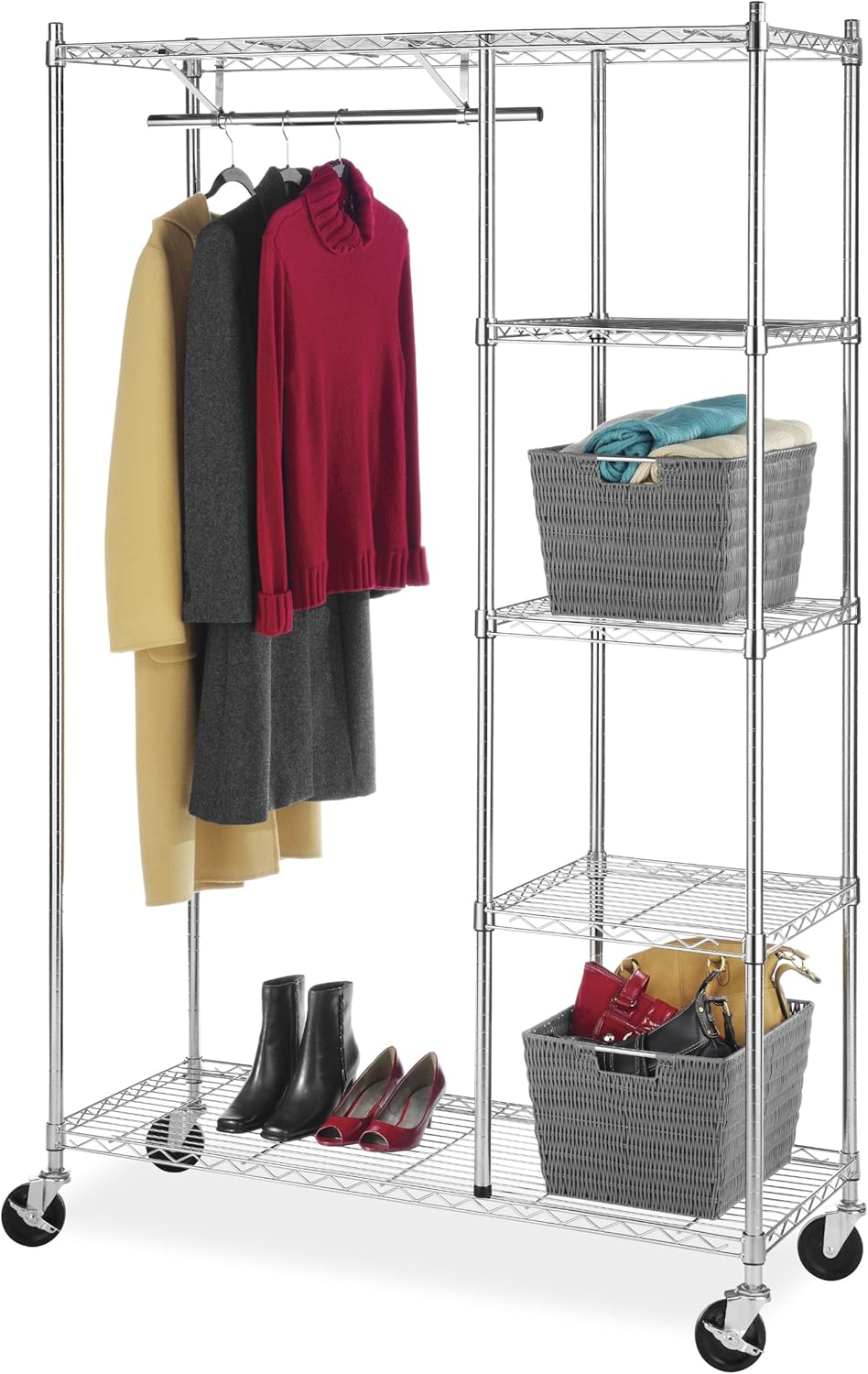 Whitmor Supreme Rolling Garment Rack Chrome