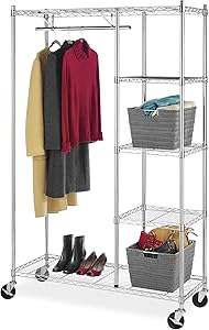 Whitmor Supreme Rolling Garment Rack Chrome